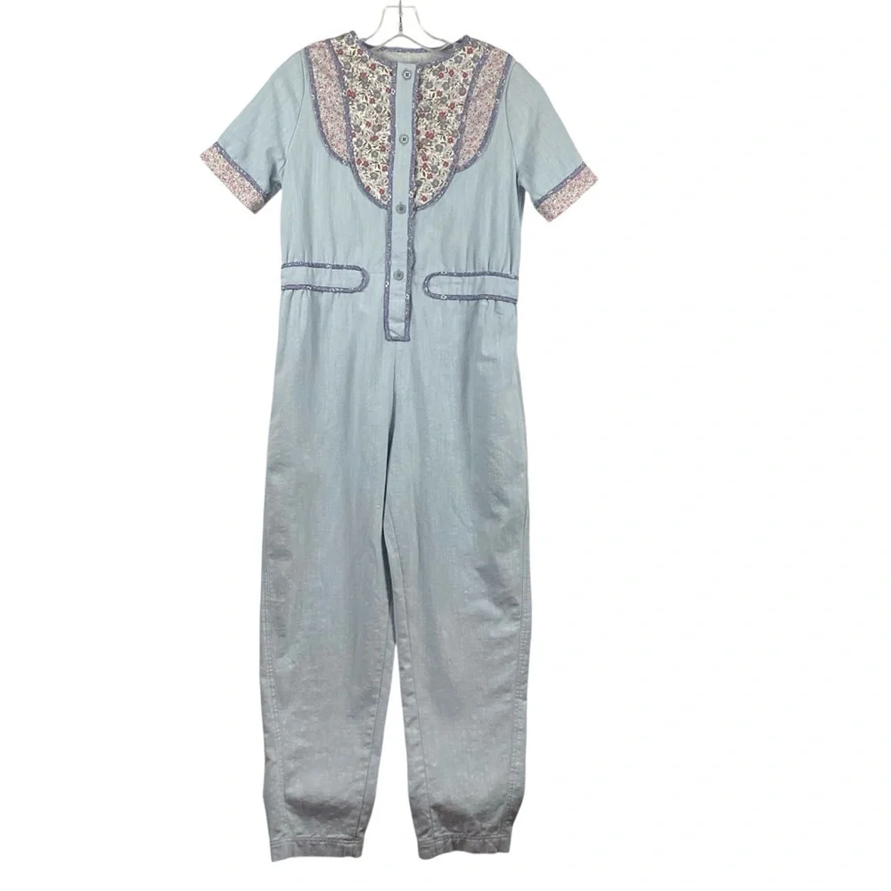 Zara NWT Girls YOKE DETAIL Floral PATCHWORK Jumpsuit Size S(13-14years old)